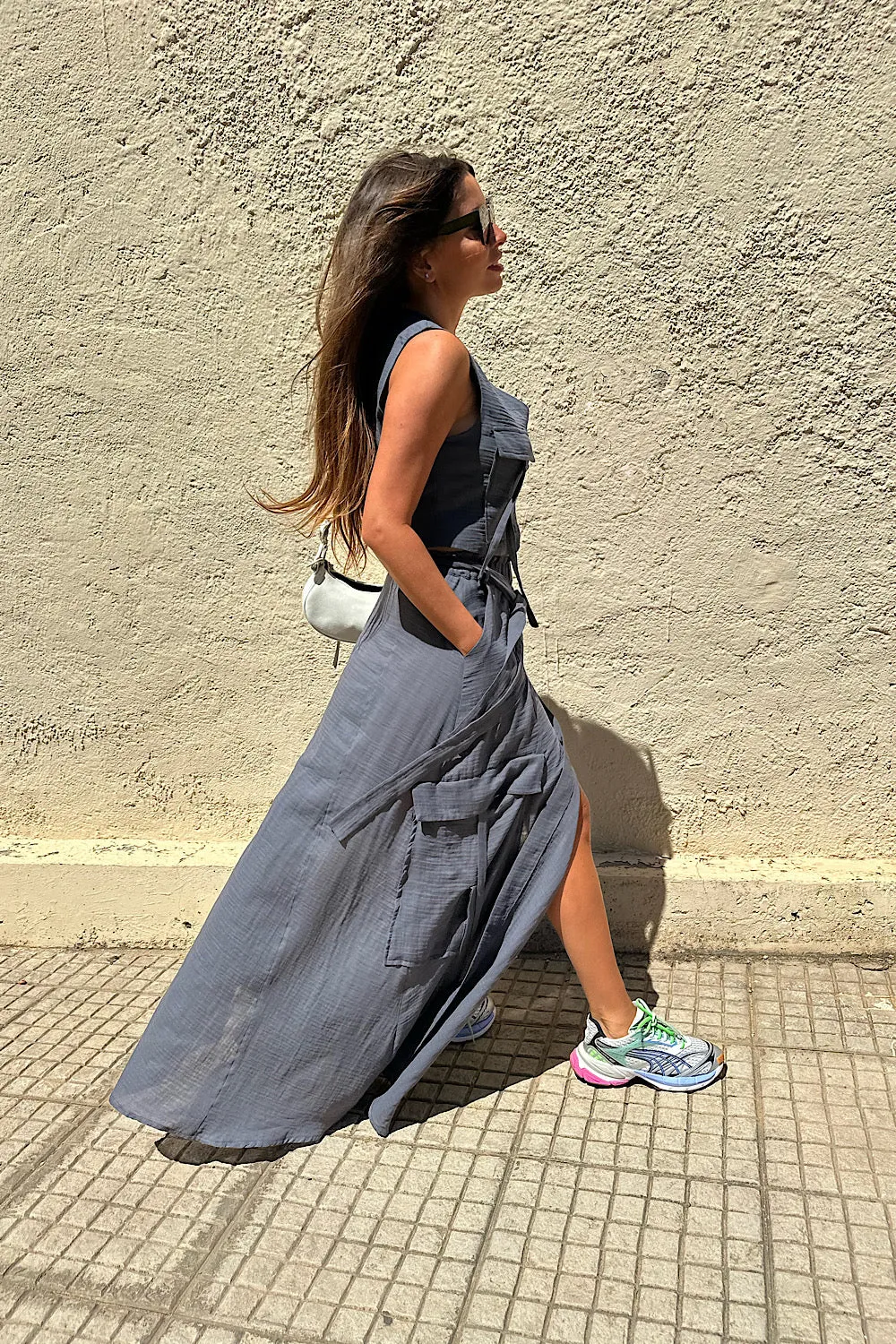 GAUZE CARGO MAXI SKIRT