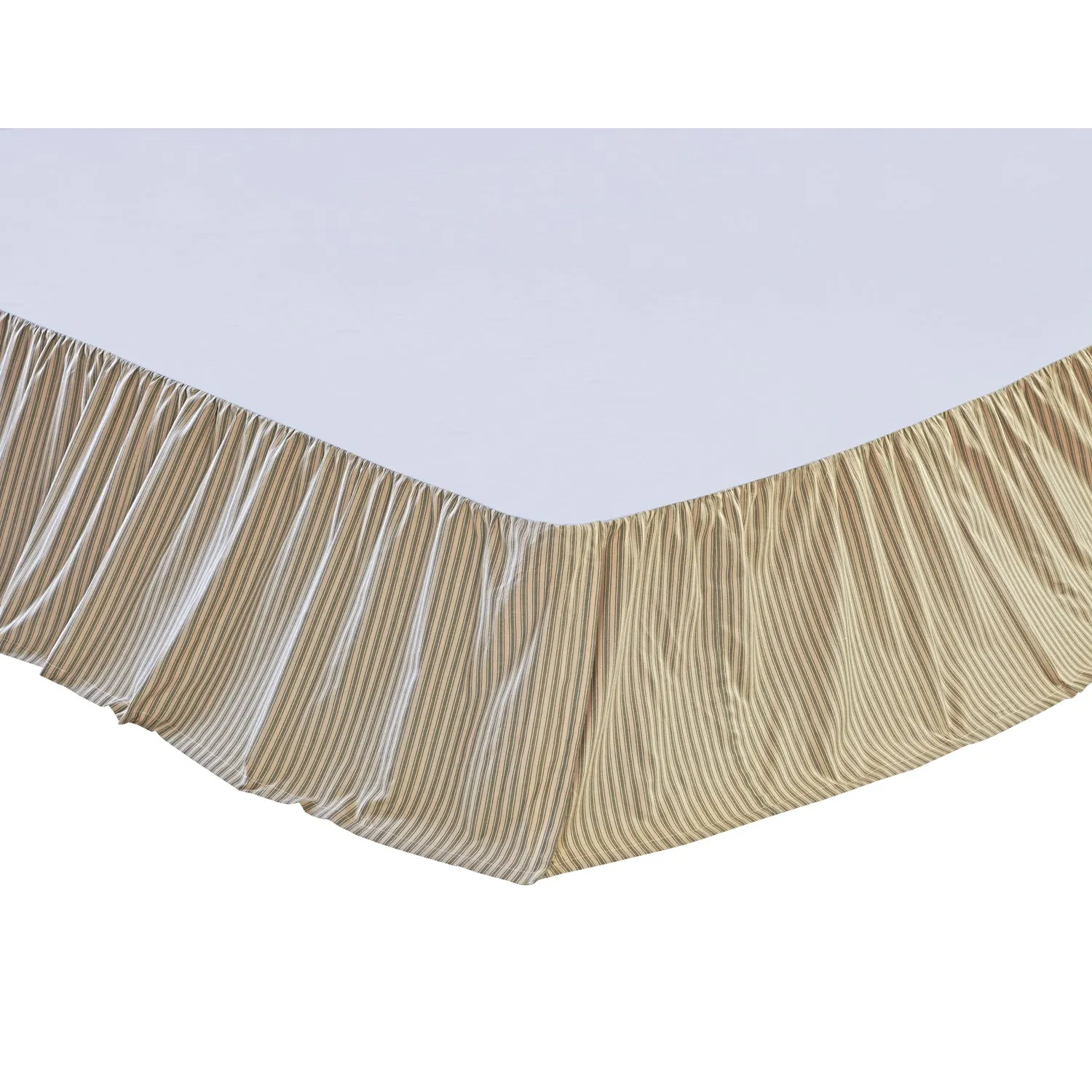Prairie Winds Green Ticking Stripe Bed Skirt
